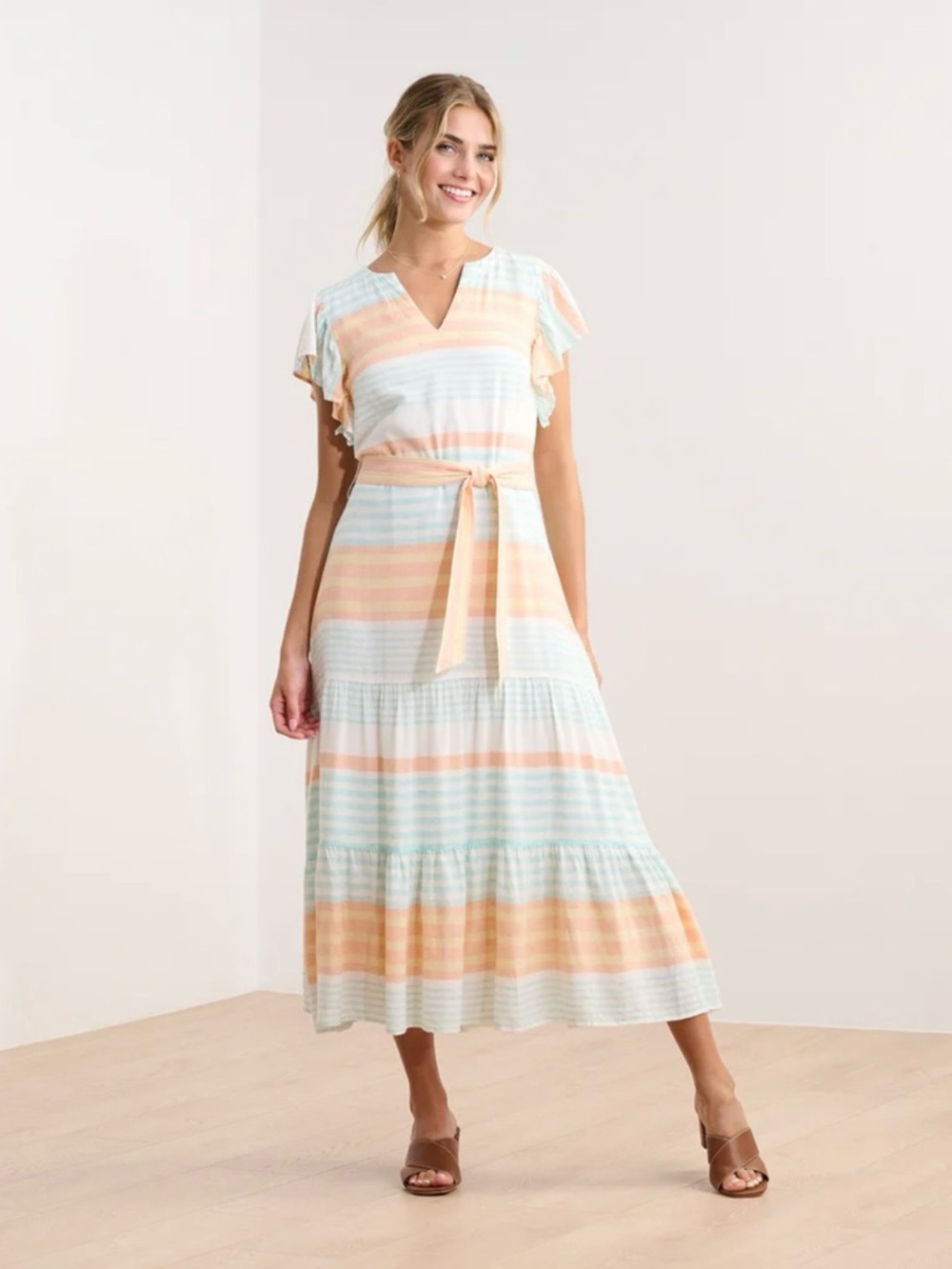 Hatley Hailey Linen Blend Maxi Dress Echo Stripes NWT Size S